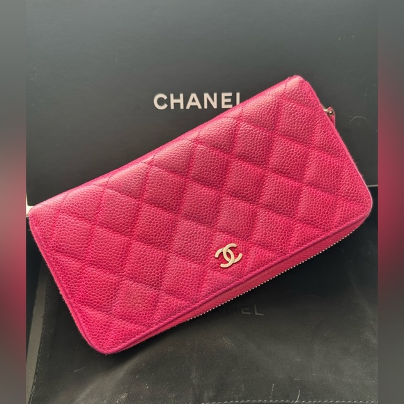 CHANEL Handbags - CHANEL 💗 Caviar Pink Quilted LONG Zippy WALLET 💗 Authentic 💗 Pre Loved 💗 Box